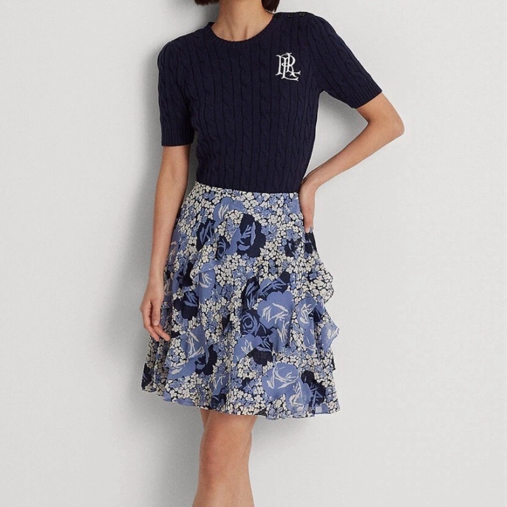 LAUREN Ralph Lauren Floral Ruffle-Trim Georgette Skirt
